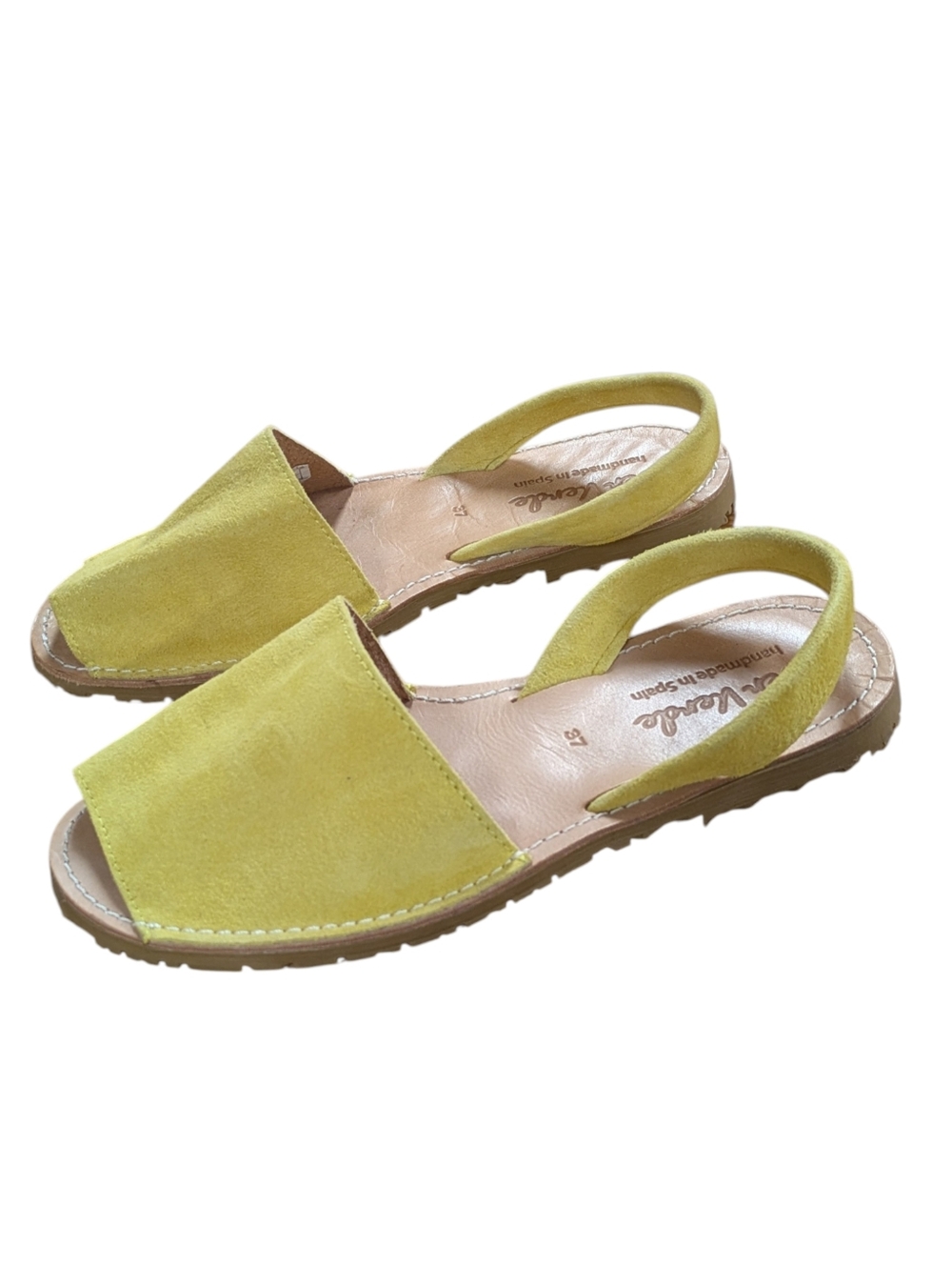 Ser Verde Flat Open Toe Sling Back Yellow Suede Sandals Size 37 - Picture 7 of 7